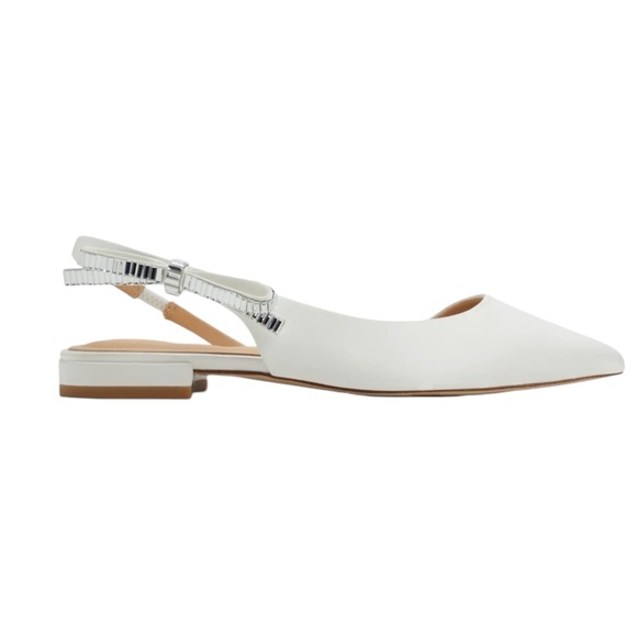 Ted Baker Jane Bow Slingback White Pointed Toe Flats Bridal Shoe NWT Size 10 - Picture 6 of 16